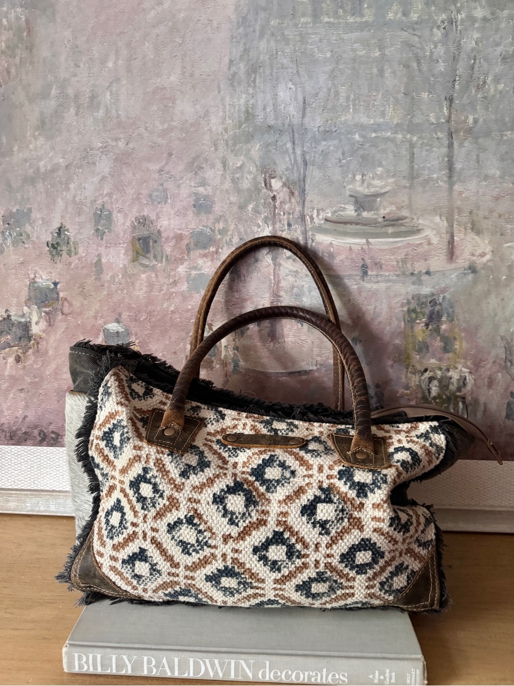 Myra Bag Tote Canvas & Cowhide